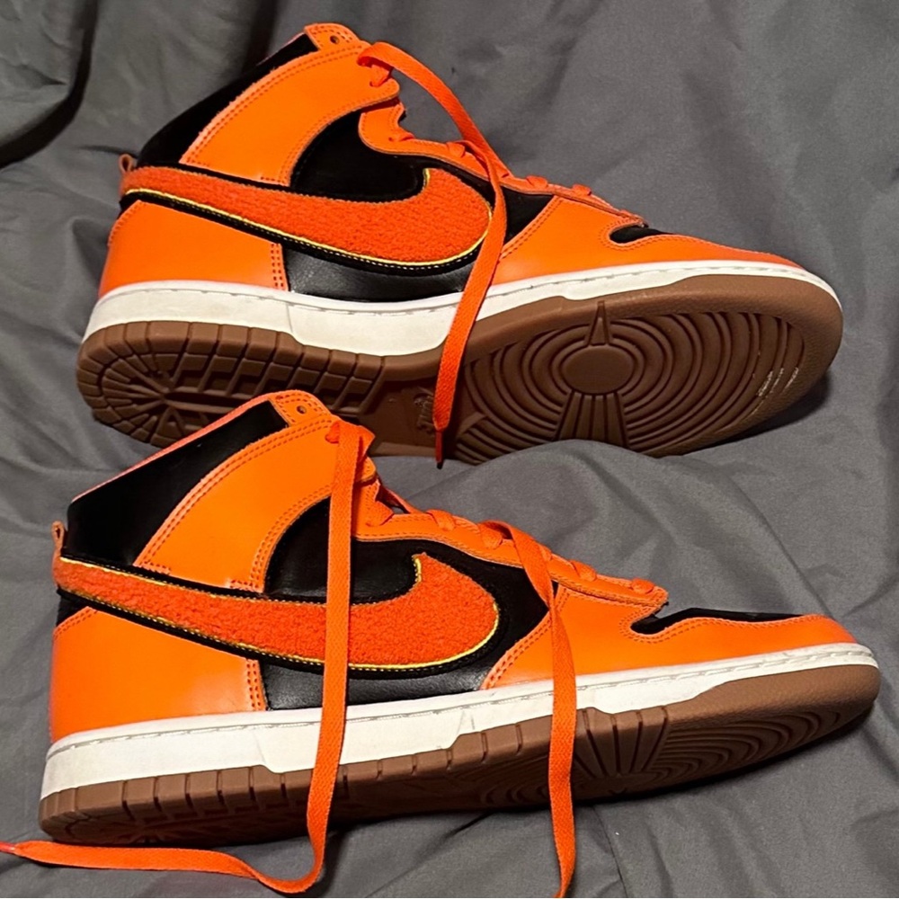 Orange and Black Nike dunk hi Sneakers